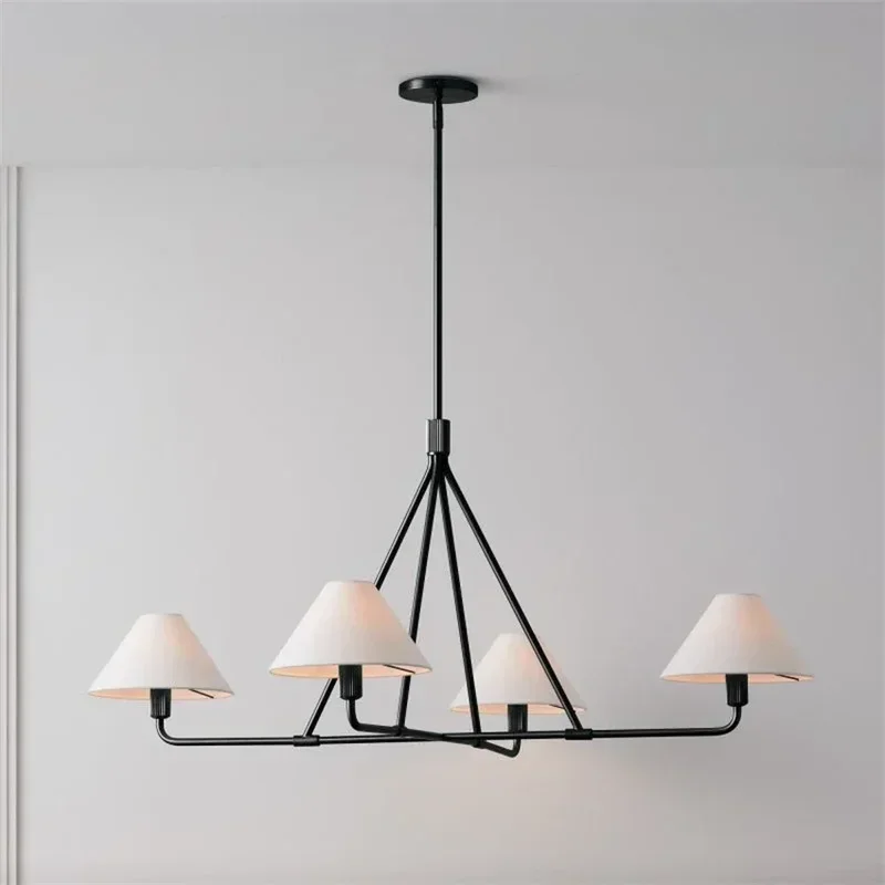 

Nordic Straight Pole Retro Simple Fabric Pendant Light Restaurant Living Room Bedroom Attic Hanging Light Indoor Gloss Design