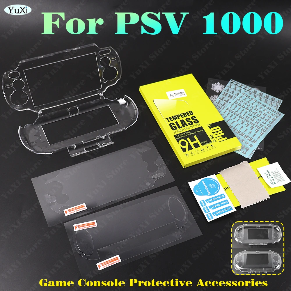 1set Clear Crystal Protective Case For PS Vita 1000 Top Bottom PET Protection Films Transparent Housing Cover for PSV 1000 Game
