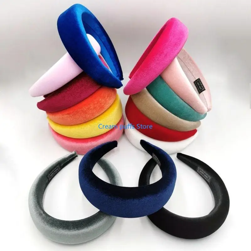 50LE 11 Colors Women Padded Wide Sponge Headband Glitter Sweet Candy Color