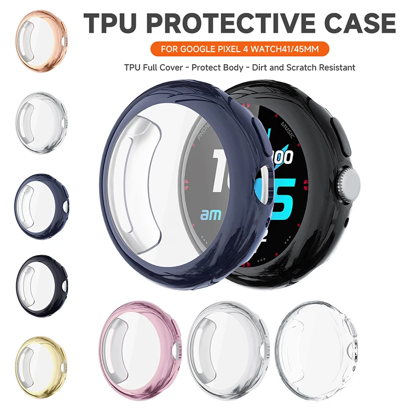 Smart Watch Case für Google Pixel Watch4 41 mm 45 mm Full-Cover galvanisierte TPU-Schutzhülle Shell-Zubehör