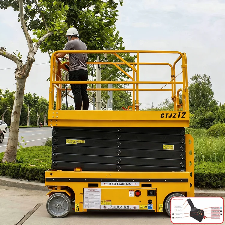 Customized GTJZ0608 CE EPA Mark Electric Mobile Scissor Hydraulic Steel Lifting Platform Aerial Work Platform 80-1000kg Capacity