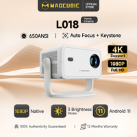 Magcubic L018 Projector 650ANSI 4K Auto Focus & Keystone Native 1080P Android11 Allwinner H713 BT5.2 WIFI6 360° Portable Outdoor