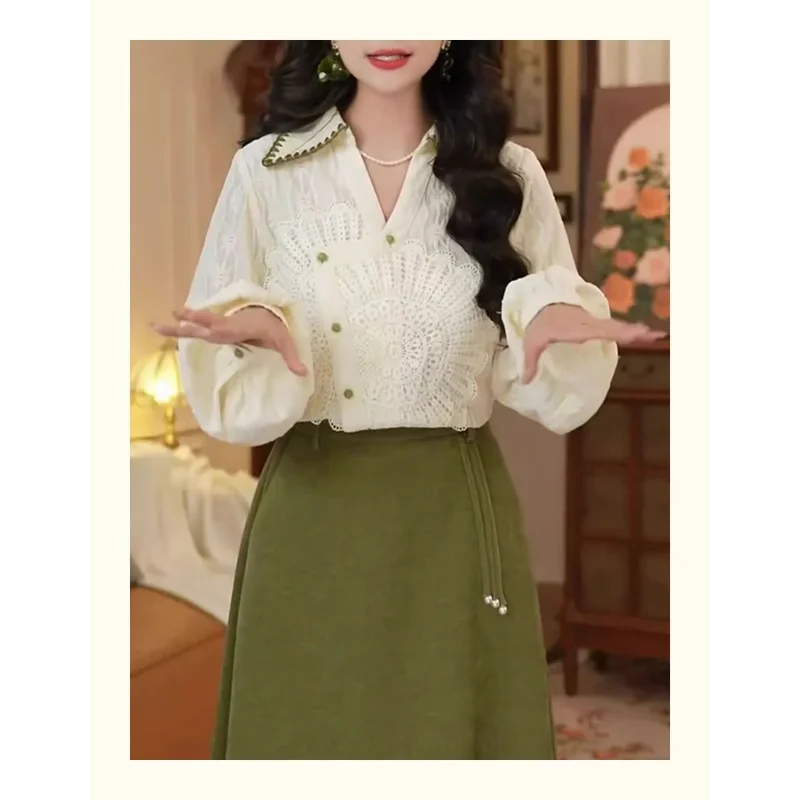 Chemise creuse à manches longues, Design à la mode et confortable, nouveau haut ample haut de gamme, rajeunissant