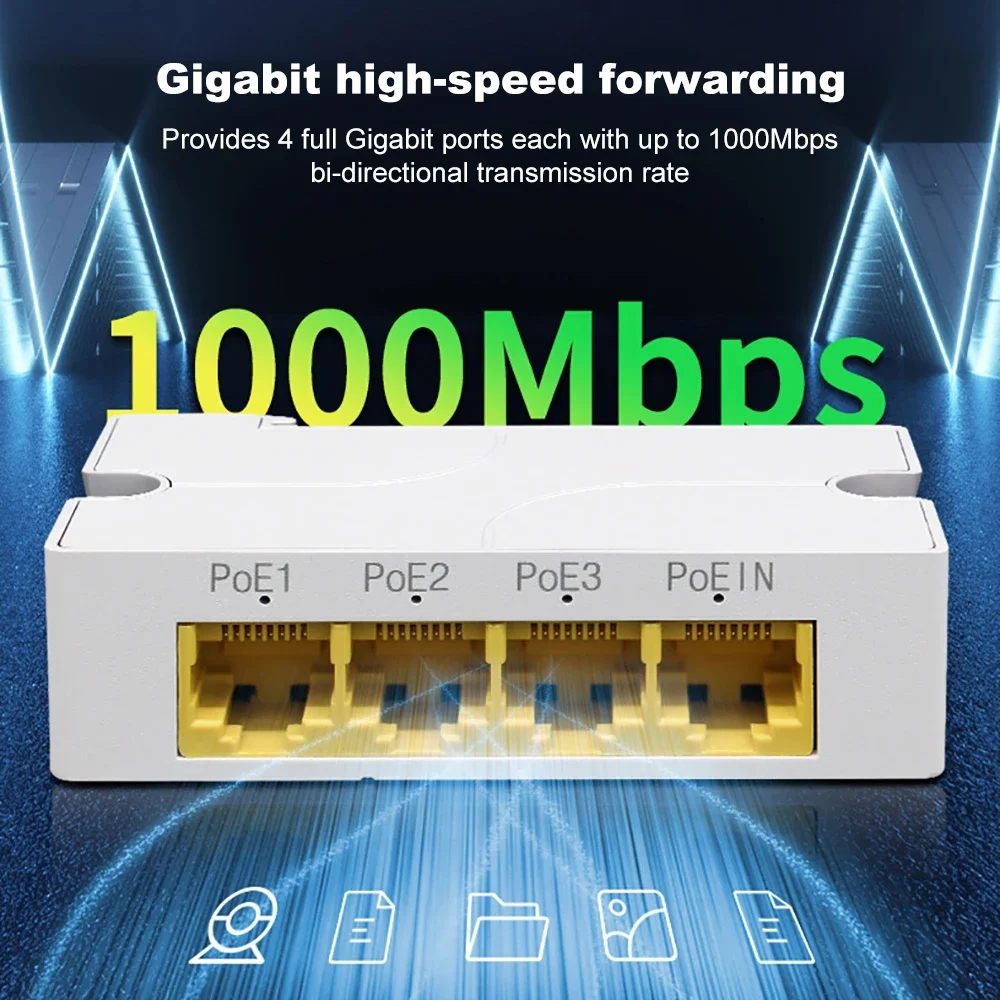 PEGATISAN 4 Port PoE Extender, Repetidor de Rede, Transmissão Porta IP, Câmera NVR IP, 100 m, 1000m