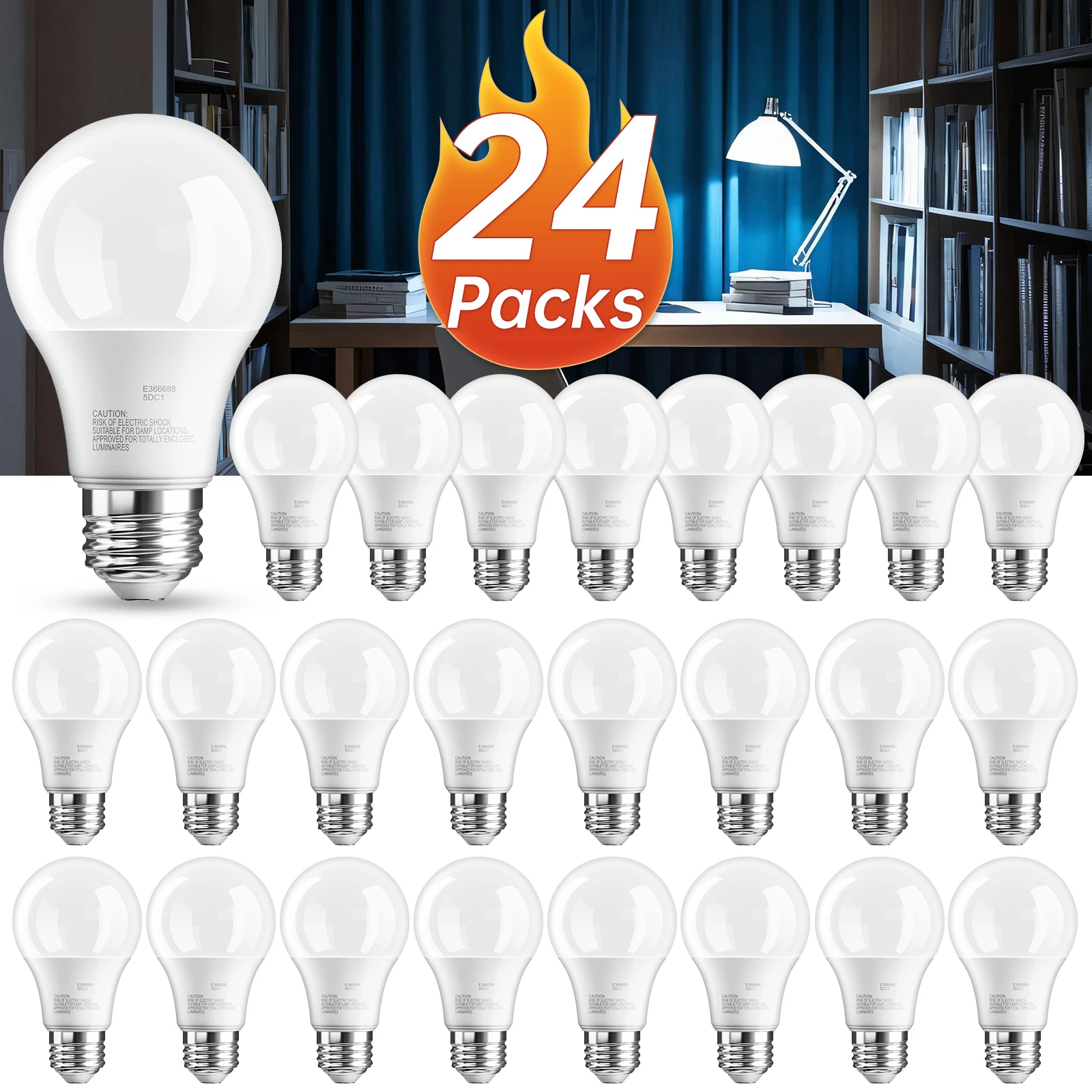 4/6/12/24pcs 5000K A19 E26 LED Bulb, Bright White, 60 Watt Equivalent LED Bulb, A19 Standard Bulb, 800 LM, 80+CRI, 15, 000 Hours, E26 Head, Efficient 9W White LED Bulb for Bedroom, Living Room.