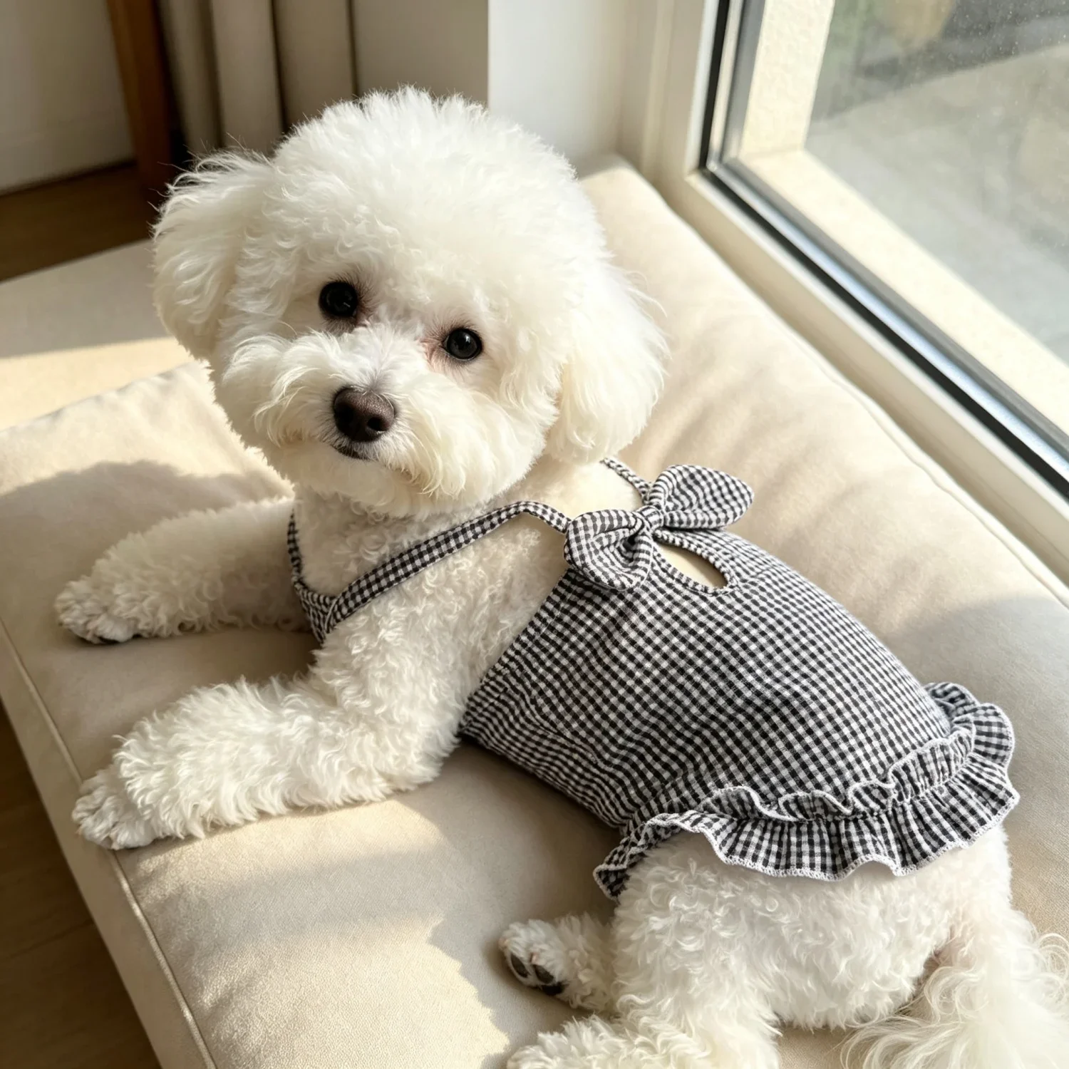 1 Stück Sommer-Haustierkleidung für kleine Hunde, niedliches gerüschtes gestreiftes Hundetanktop, atmungsaktive Welpenweste, süße Rüschen-Hundebekleidung – Detail 10