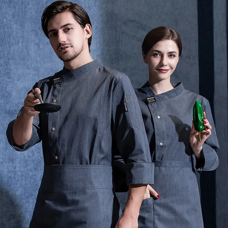 Uniforme de chef à manches longues pour hommes et femmes, vêtements de cuisine de cantine de restaurant, outillage de cuisson paspectaculaire, automne et hiver