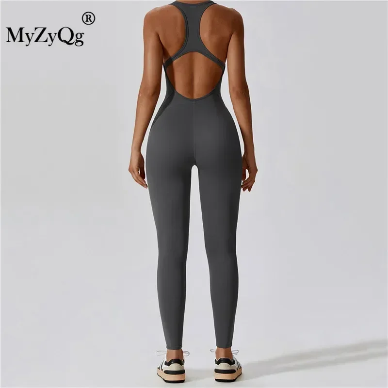 MyZyQg Women Ballet Dance Aerial Sleeveless Yoga Jumpsuit Chest Pad High Elastic Fitness Sports Running Tracksuit Gym Sportswear