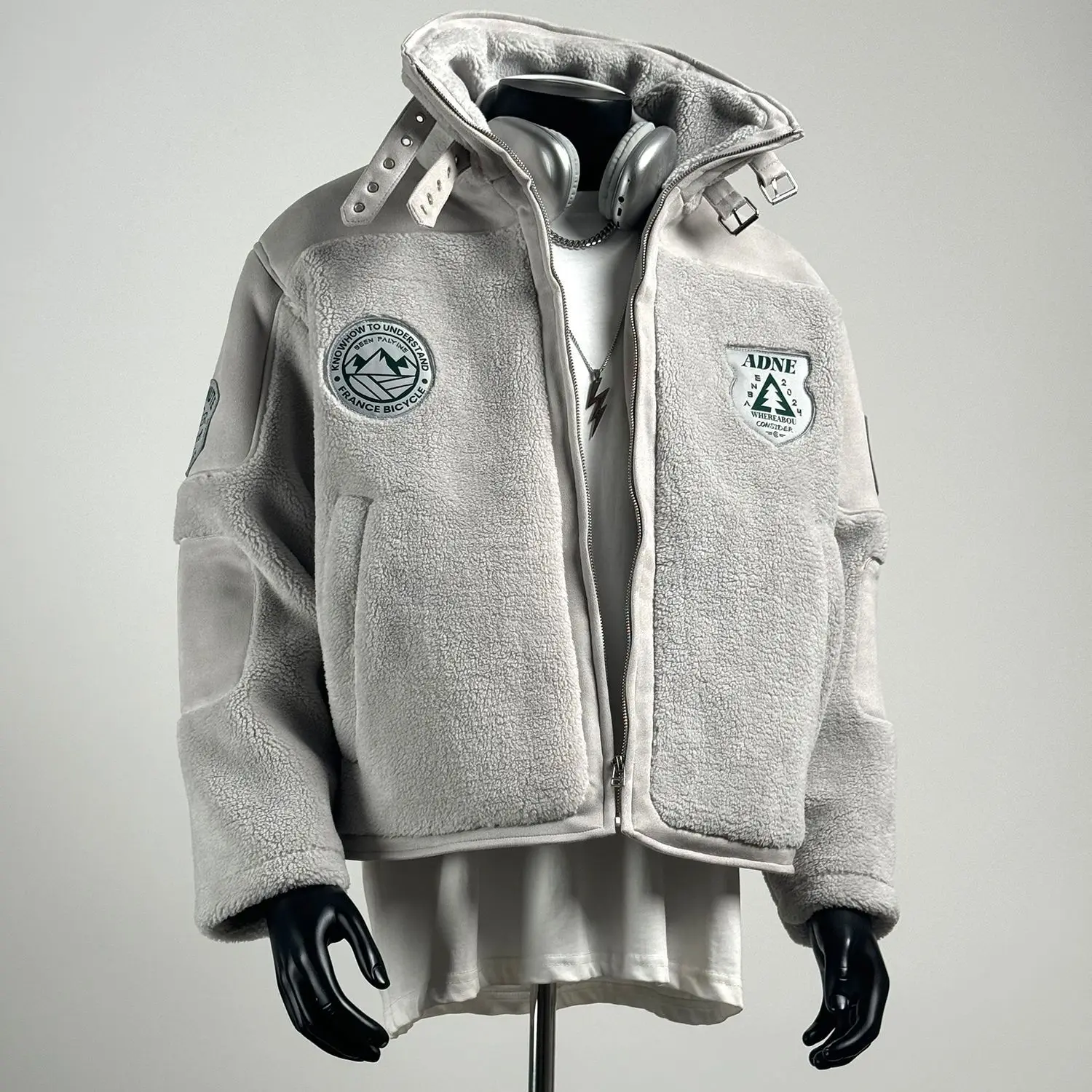 

Winter Spliced Cotton Jackets for Men Thickened Stand Up Collar Heavy Industry Embroidery Cotton Jacket Outerwear Men Clothing