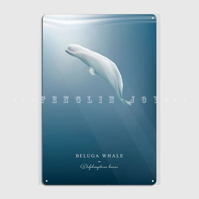 Beluga Whale Metal Sign Poster Designing Cave Pub Club Party Tin Sign Posters