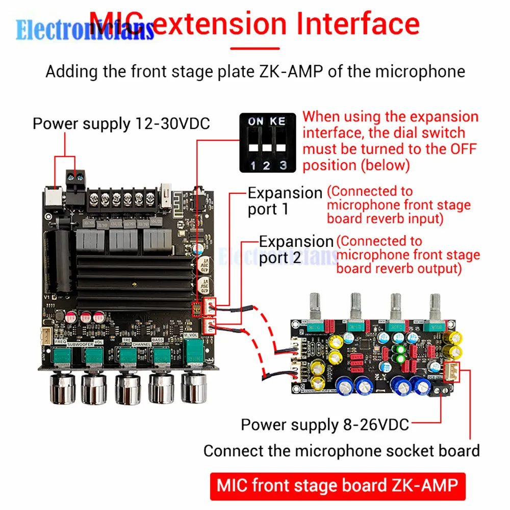 ZK-ST21 BT Digital Amplifier Board 2.1 Channel 100W+100W+200W Subwoofer Chip TPA3221