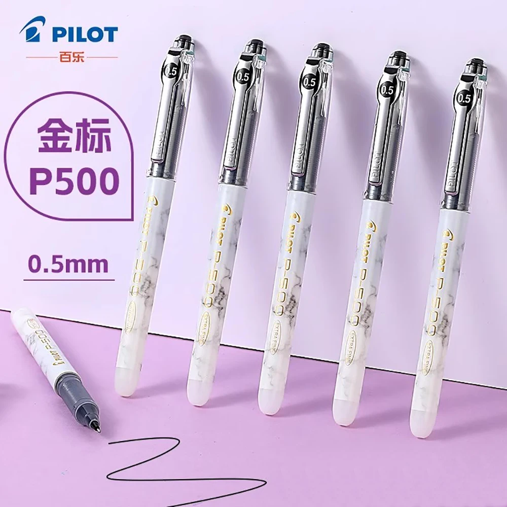 

6 шт., японская гелевая ручка PILOT P500, новая золотая этикетка, белый стержень, быстросохнущая игольная ручка, офисные корейские канцелярские принадлежности, обратно в школу