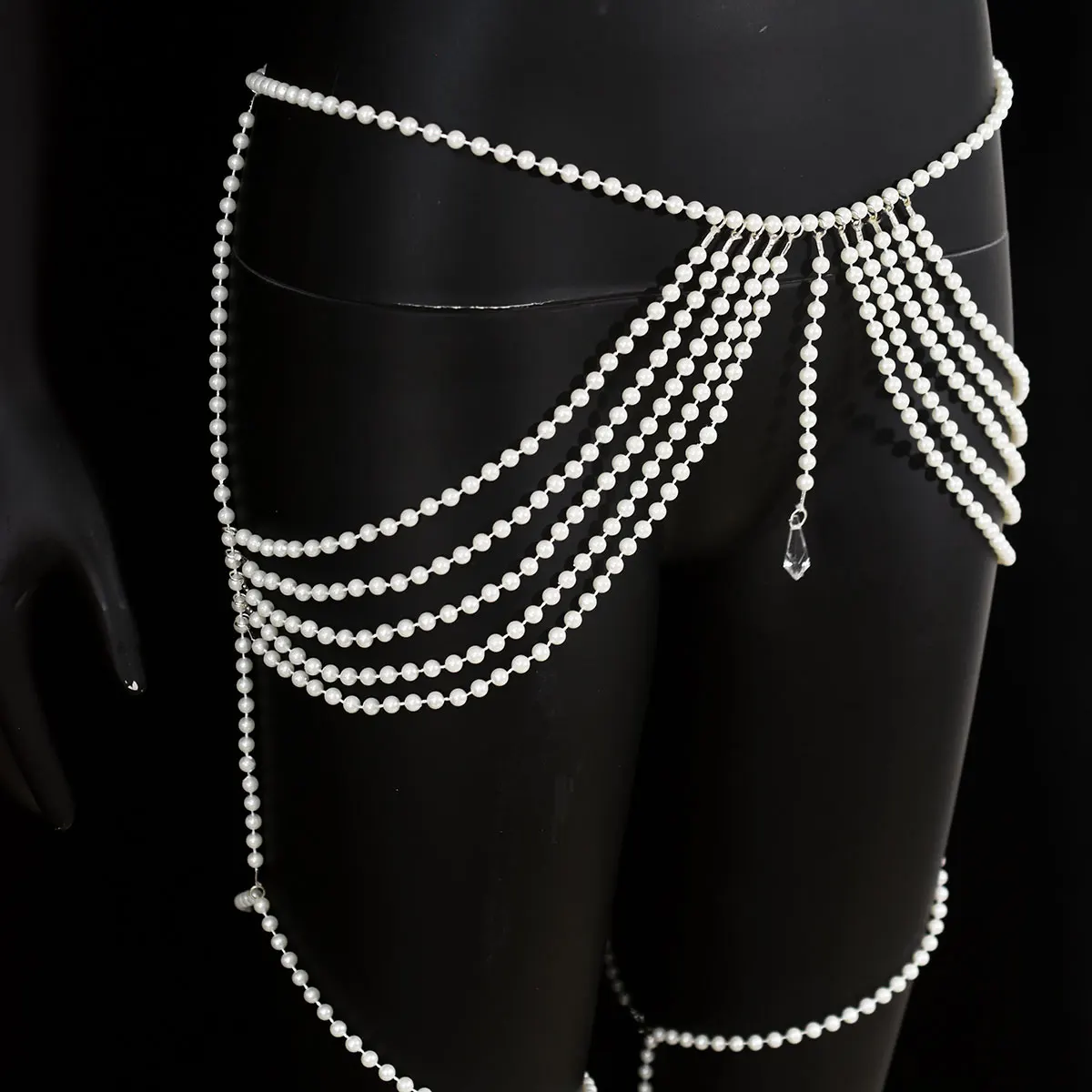 Simple Sexy Women\'s Body Chain With Faux Pearl  Fashion Stage Performance Personality Tassel Accessories Leg Chain