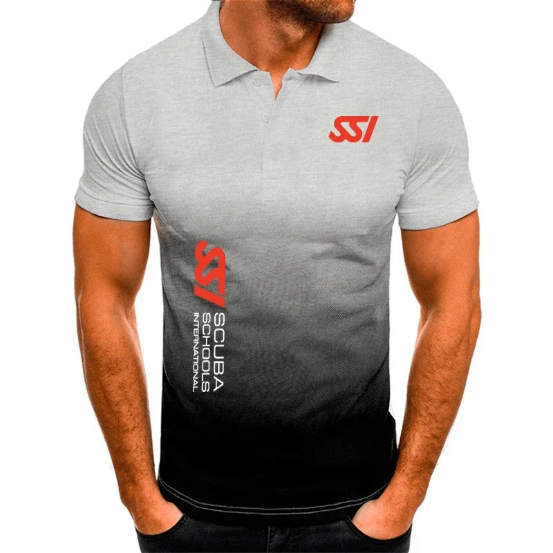 Camiseta clásica con solapa para hombre, Polo de algodón de alta calidad, camisa de buceo, SSI, degradado, personalizada, Verano