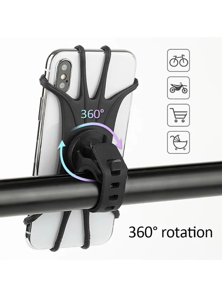 AliExpress Opansten Universal Bicycle Mobile Phone Holder 360 Rotating Silicone Bike GPS Clip Mount Baby Stroller Stand Motorcycle Handlebar Bracket