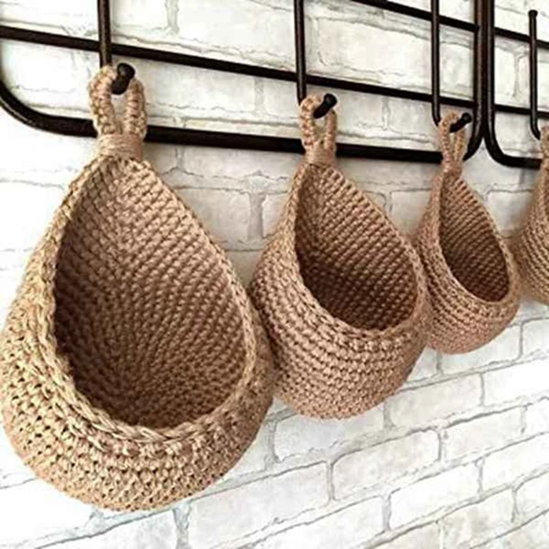 Jute Potato And Onion Storage Basket For Pantry Boho Kitchen Decor Bohemian Hanging Fruit Baskets For Kitchen