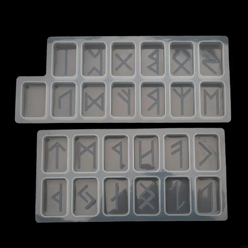 

A52E Engraved Elder Futhark Alphabets Runes Hand Resin Casting Mold Kit Witch Runes Silicone Molds