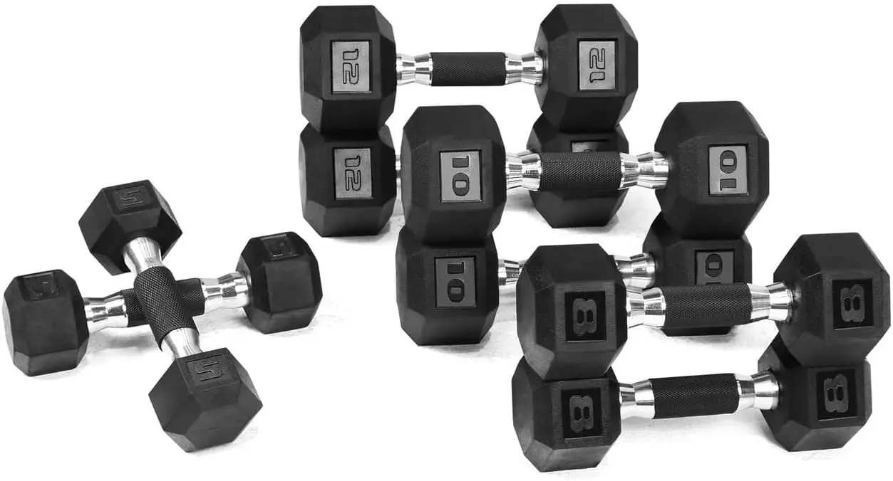 

Rubber EncasedDumbbells with Rubber Grip Contoured Handle for Muscle Toning Strength Building Full Body Workout