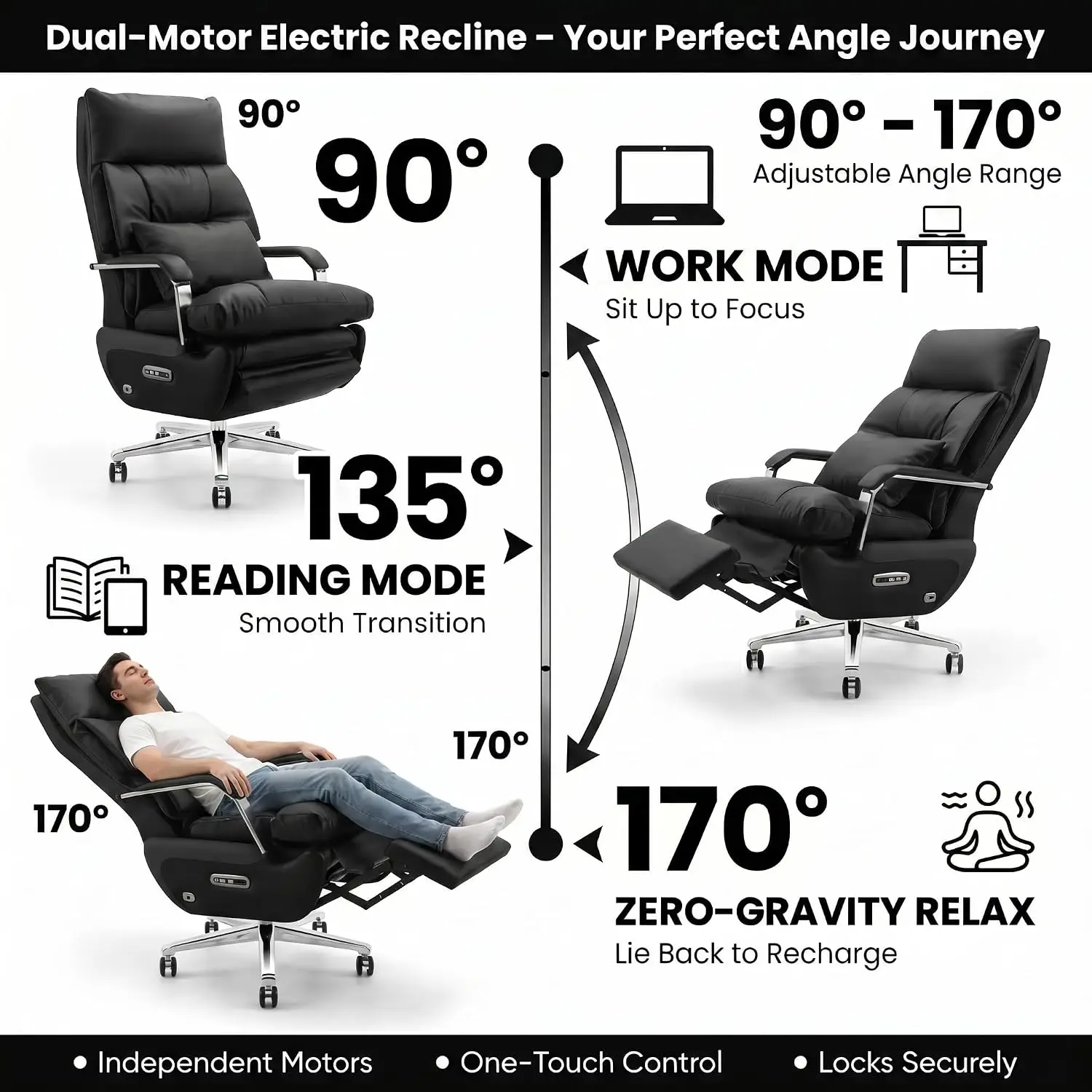 Dual Motor Executive Office Chair Big & Tall 450lbs Electric, Customized