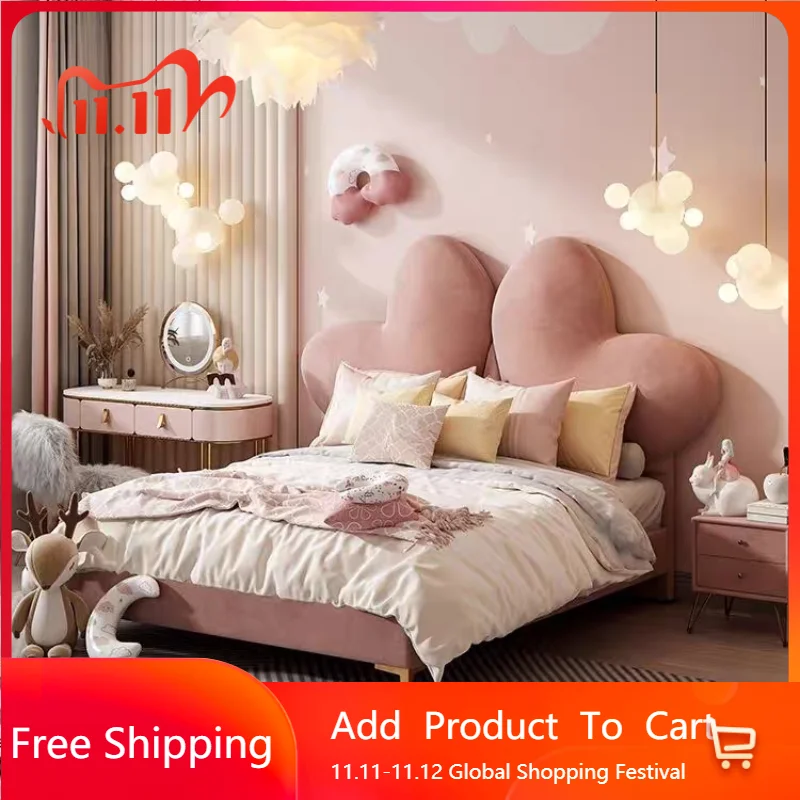 

Минималистичный каркас двуспальной кровати для девочек, элегантный салон, роскошный детский каркас кровати, дизайнерские принадлежности из массива дерева, модная мебель Muebles