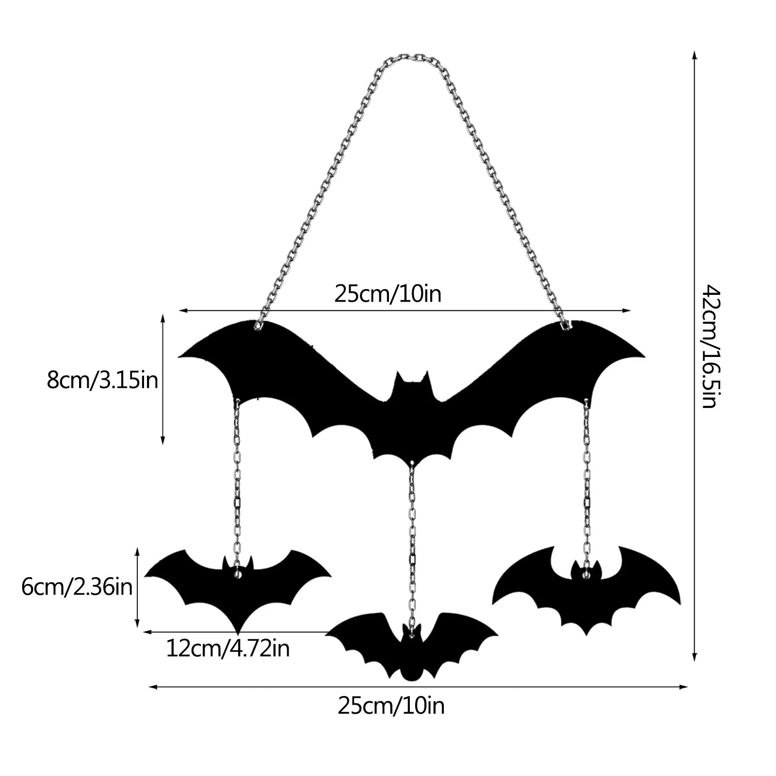 Bat Metal Logo Metal Wind Chime Halloween Decoration Garden Decoration Outdoor Decor Housewarming Housewear & Furnishings