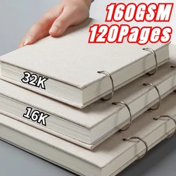 120 Pages Spiral Sketchbook 160GSM Refillable Notebook for Art Drawing Linen Hardcover Stationery School Supplies