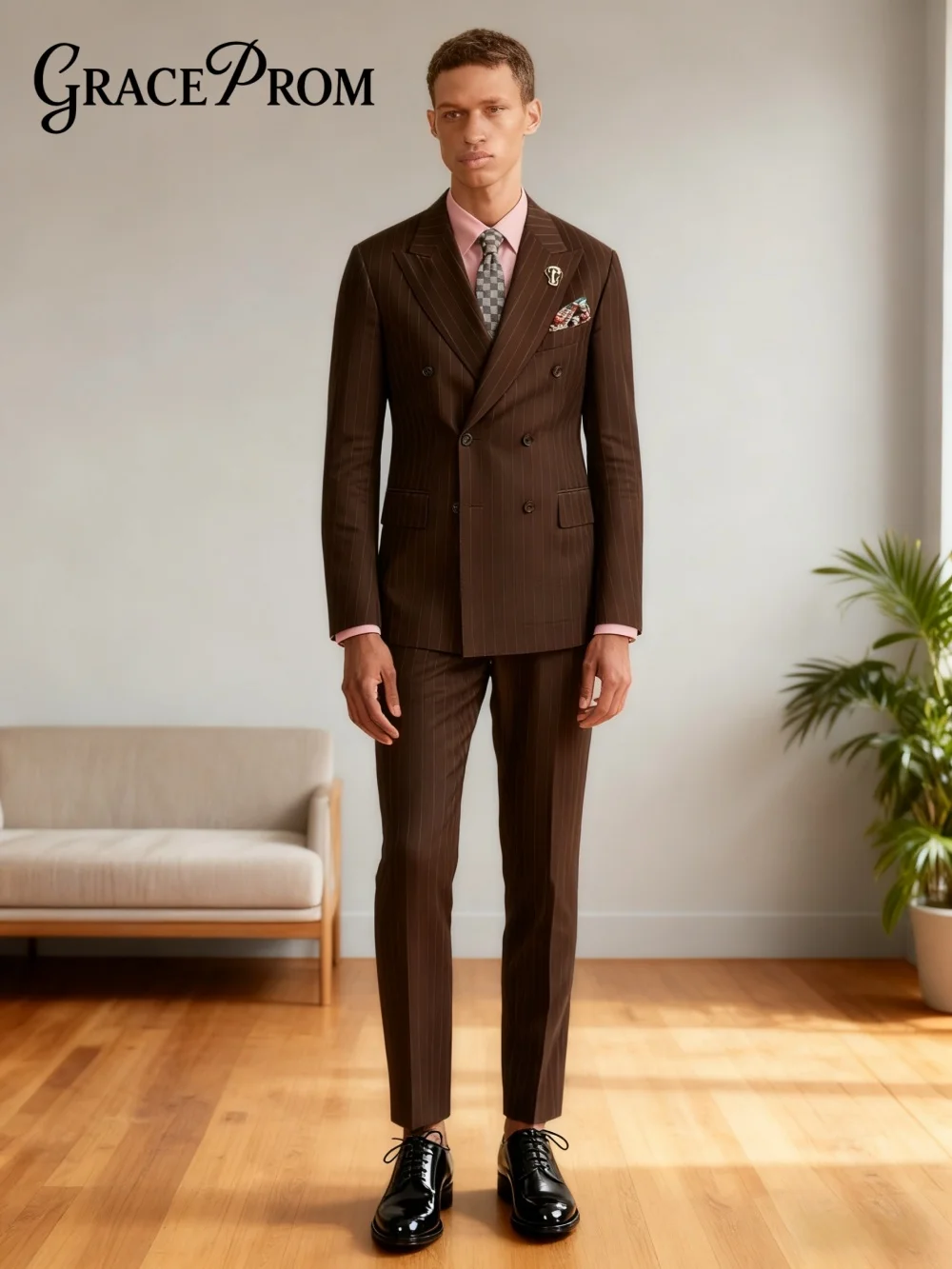 

Popular Double-Breasted Men's Suit For Wedding & Business Formal Groom Suit Set Classic Men's Jacket Pants Customized