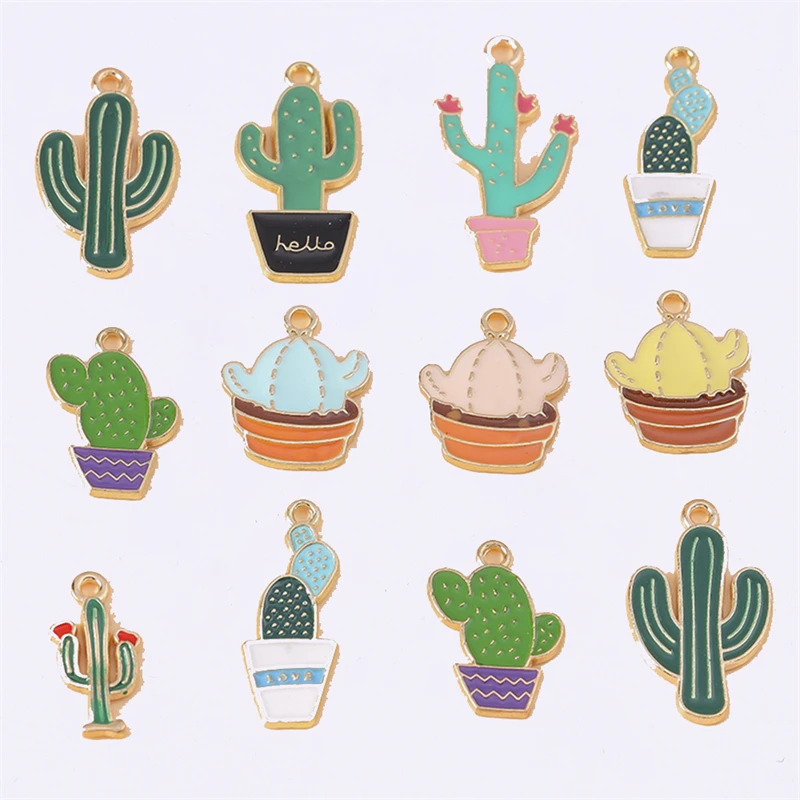 

Duarte 20Pcs/Lot Cute Plant Charms Enamel Cactus Charms Pendants for Jewelry Making DIY Earrings Necklaces Bracelets Accessories