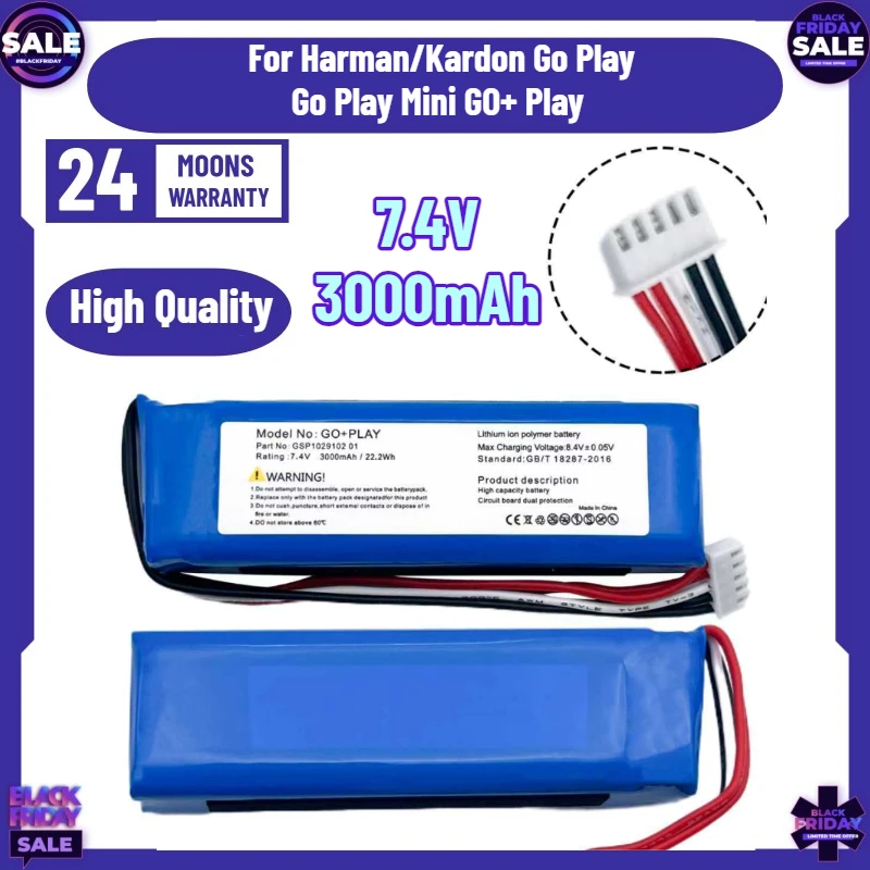 

Speaker Battery CP-HK06 GSP1029102 01 for Harman/Kardon Go Play Go Play Mini GO+ Play 7.4V 3000mAh Digital Battery