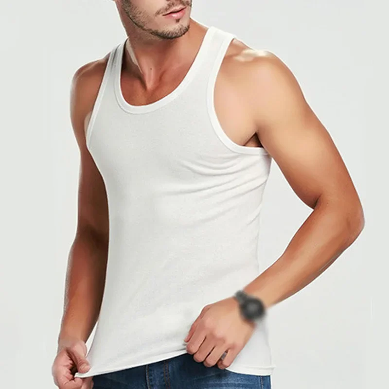 Camiseta de algodón para hombre, ropa interior suave de gimnasio, informal, cómoda