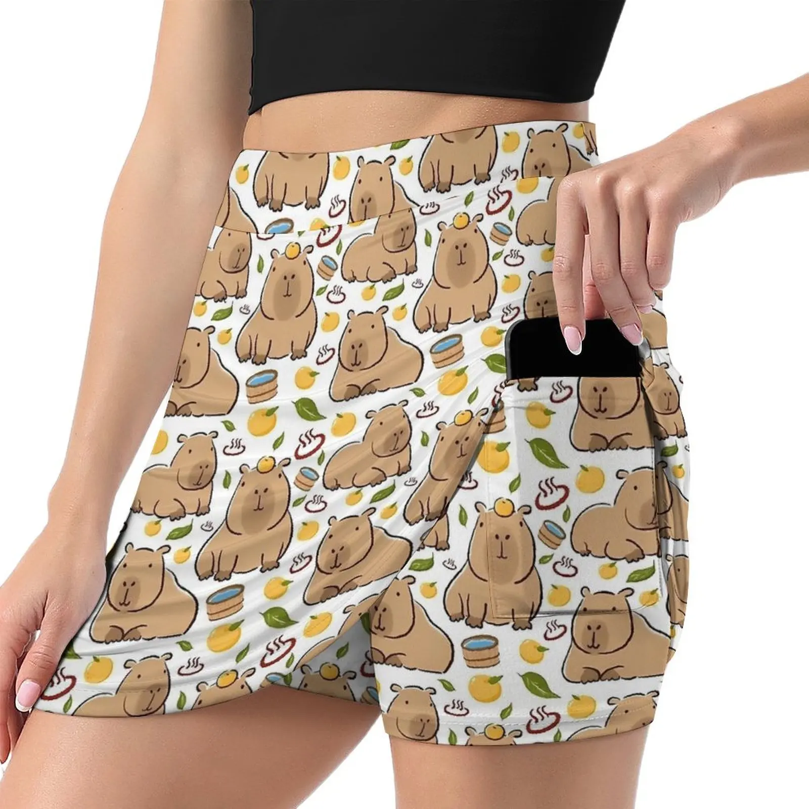 Capybara Yuzu Onzen Badrok Moderne Minirokken Zomer Hoge Taille Ontwerp Y2K Casual Rok Big Size 3XL 4XL