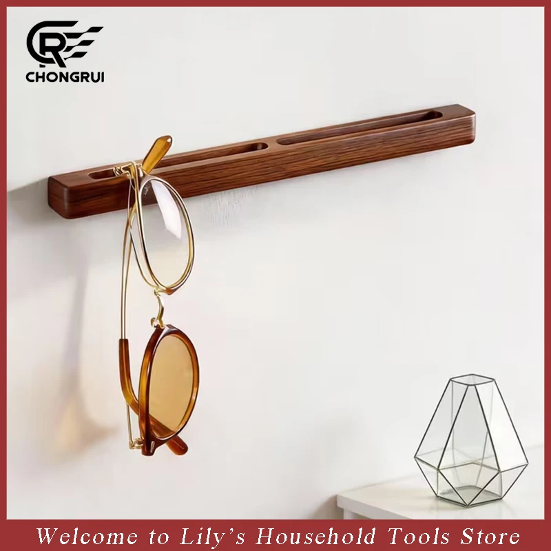 Wandmontierter Holz-Sonnenbrillenhalter Ohne Bohren Brillenaufbewahrungsregal für Zuhause Schlafzimmer Badezimmer Brillen-Display-Organizer
