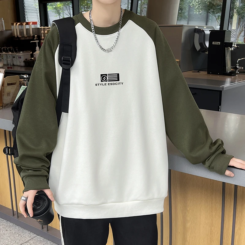 Fashion 2025 Spring Autumn Men's Cotton Sweatshirts Casual Pullovers High Street Wear Loose Hoodies Youth Outdoor Tops Clothing