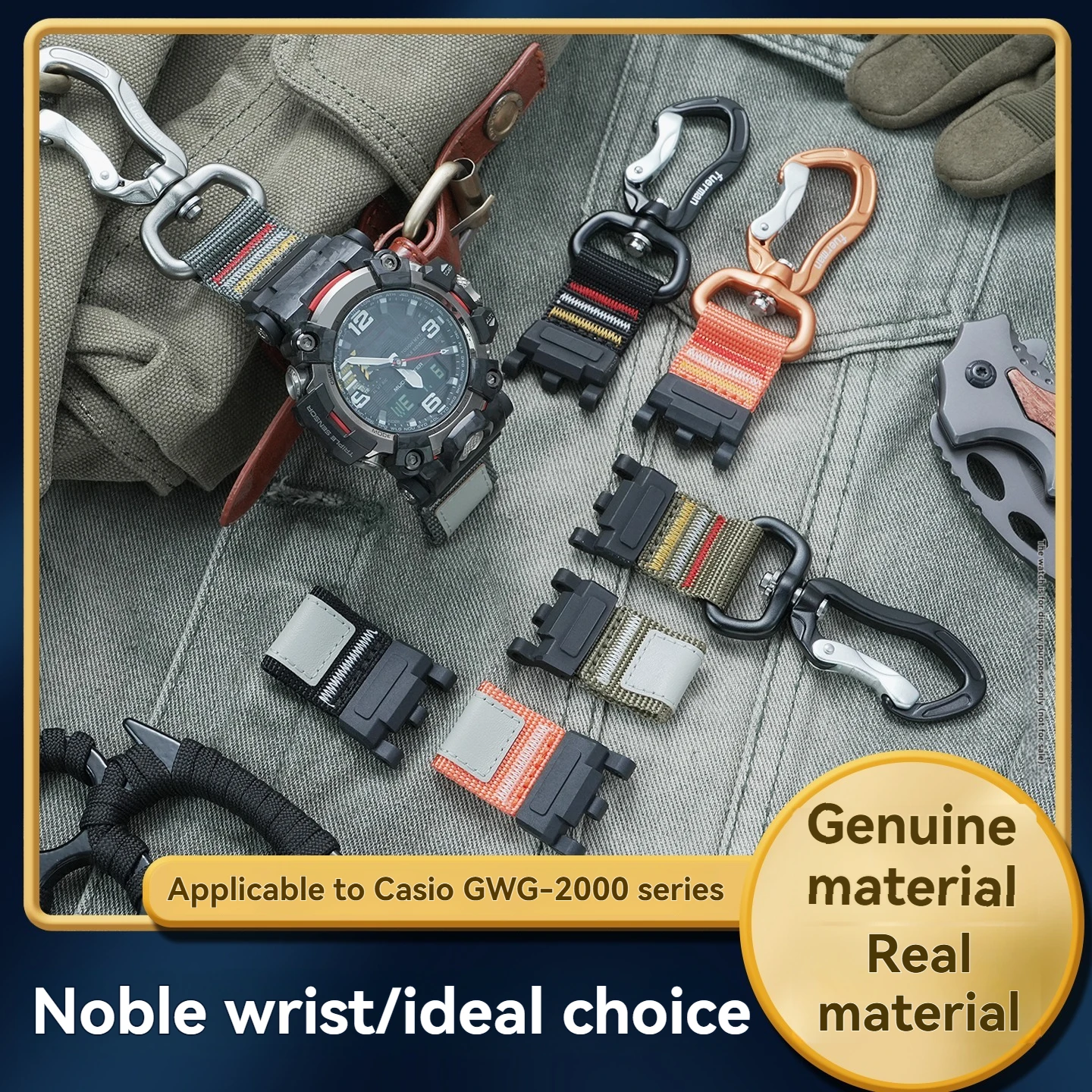 Geeignet für Casio GWG-2000/2040 GWG-B1000/1000 Big Mud King Modifikations-Upgrade, Schlüsselanhänger, Nylon-Uhrenarmband-Zubehör