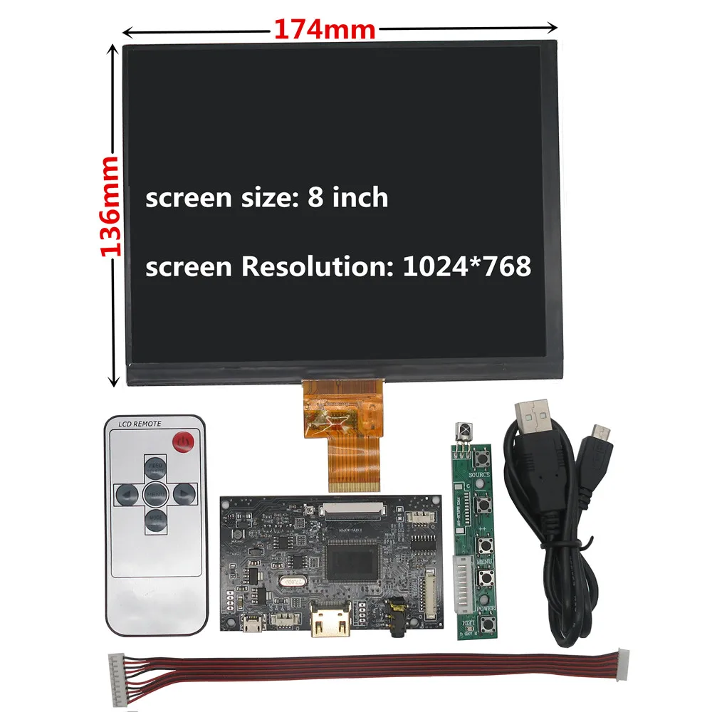 8 Zoll 4:3 IPS Mehrzweck-LCD-Display, Monitor, Treiber, Steuerplatine, Audio-Digitizer, Touchscreen, HDMI-kompatibel