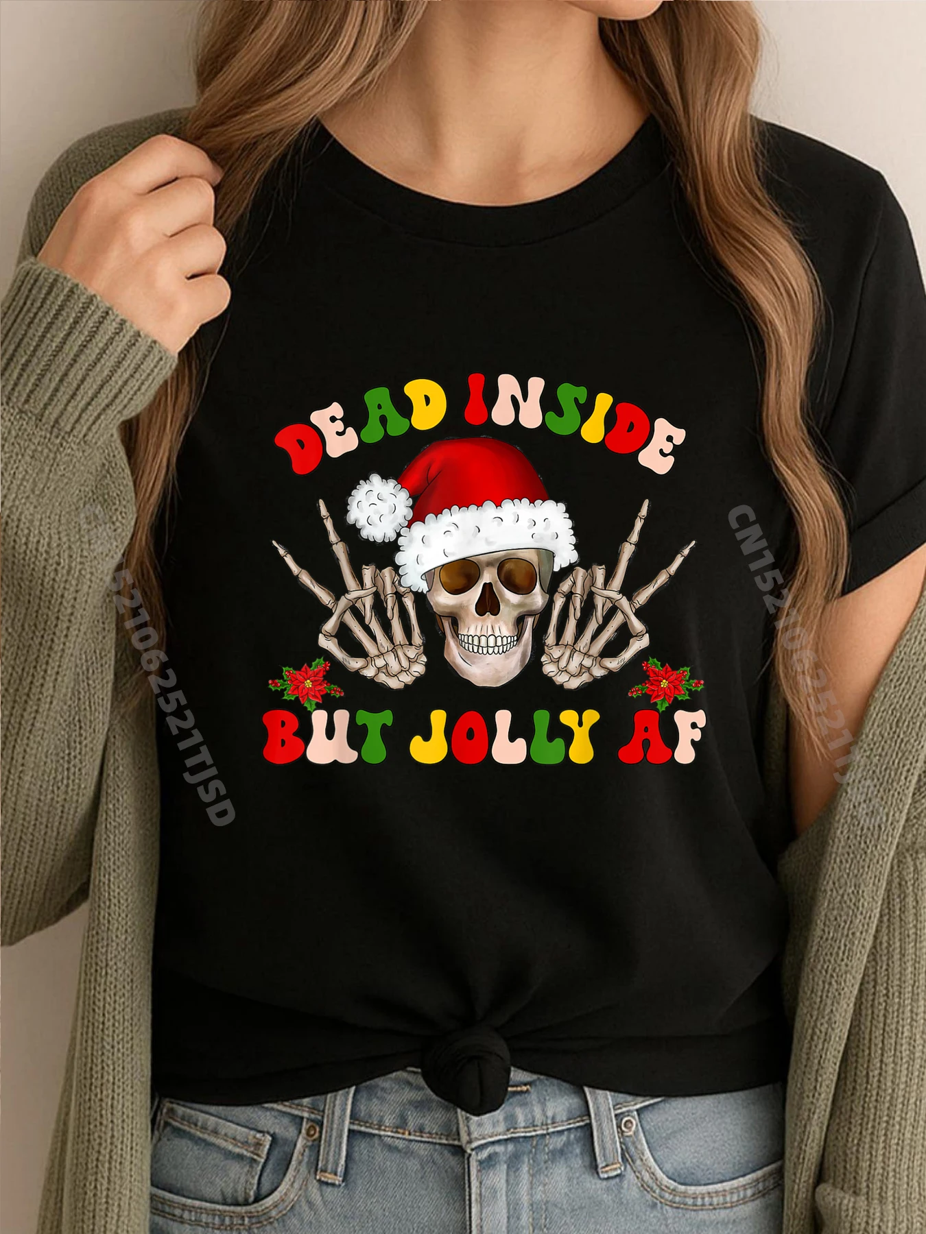 

Когда твой мертвец внутри, но это классические футболки с рождественским скелетом и рисунком, свободная уличная одежда