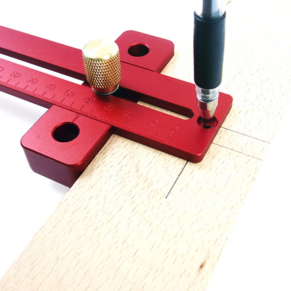 목공 미세 조정 스크라이브 미터 인치 알루미늄 합금 T 눈금자 스크라이빙 마킹 게이지 측정 도구 목공 도구