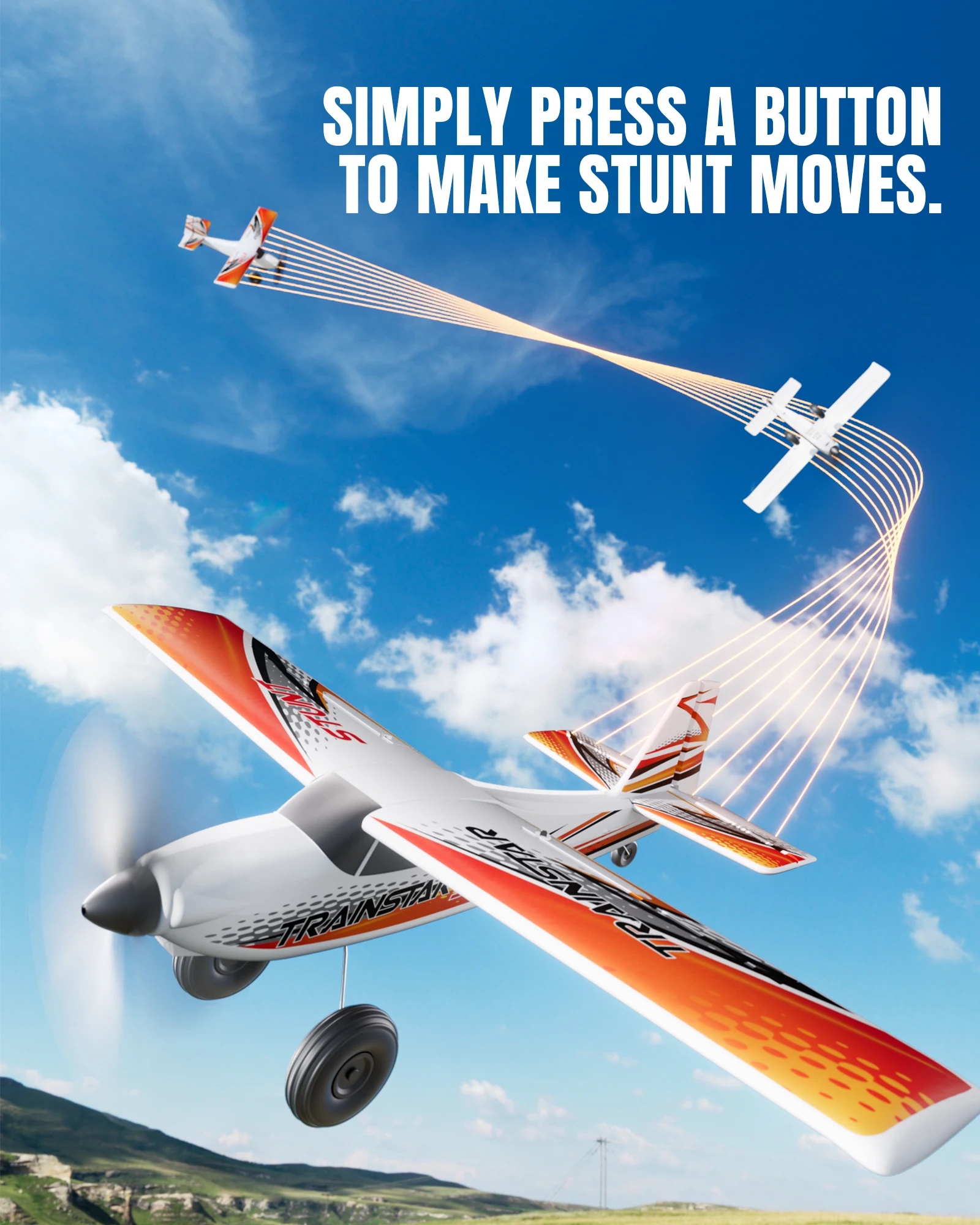 Trainstar Stunt RC Plane 2.4G 4CH EPP 500mm Wingspan RC Trainer With Brushless motor One Key Aerobatic RC Fighter