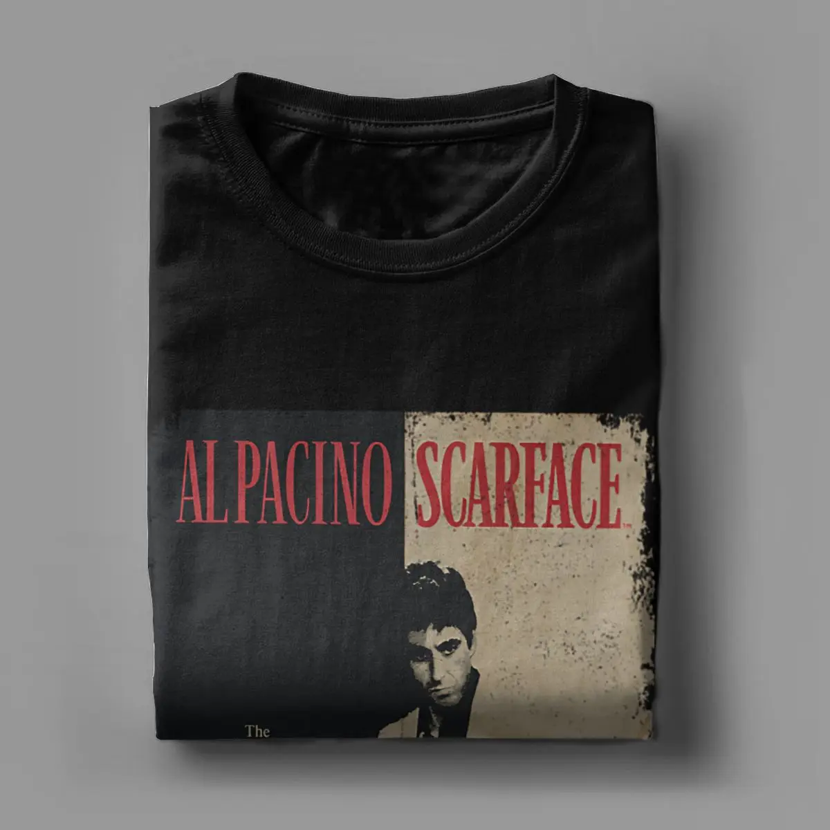 Scarface Vintage Poster T Shirt Men's Cotton Novelty T-Shirts Round Neck Tee Shirt Short Sleeve Clothing Gift