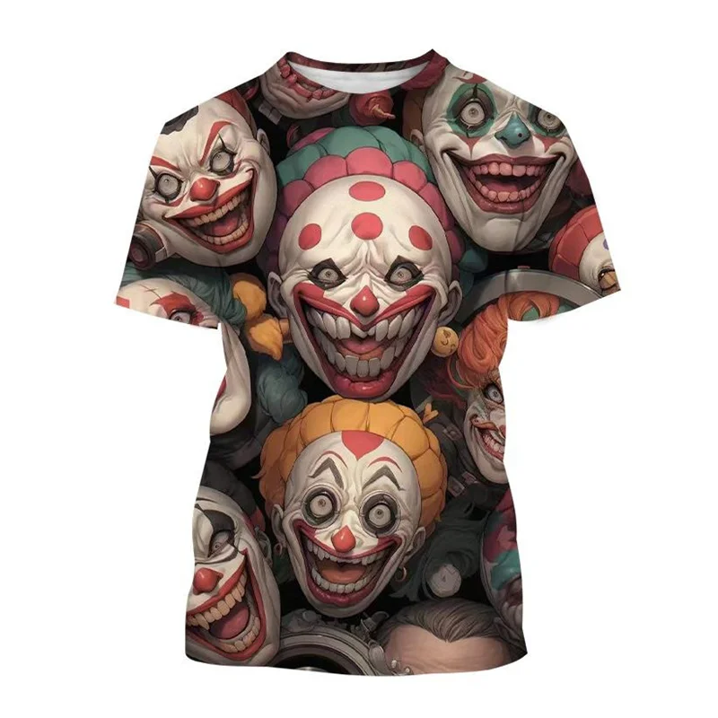 Scary Clown 3D Printed T-shirt Men Women Personality Circus Graphic T Shirt Round Neck Short-sleeved Tees Summer Casual Tops