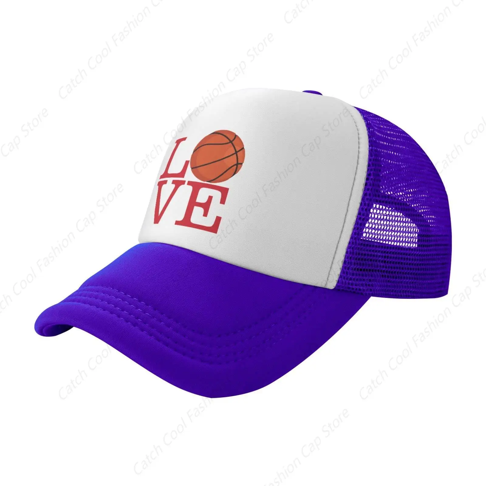 Love Basketball Baseball Cap Vintage Trucker Mesh Hat Adjustable Sports Breathable Fashion Daily Travel Unisex