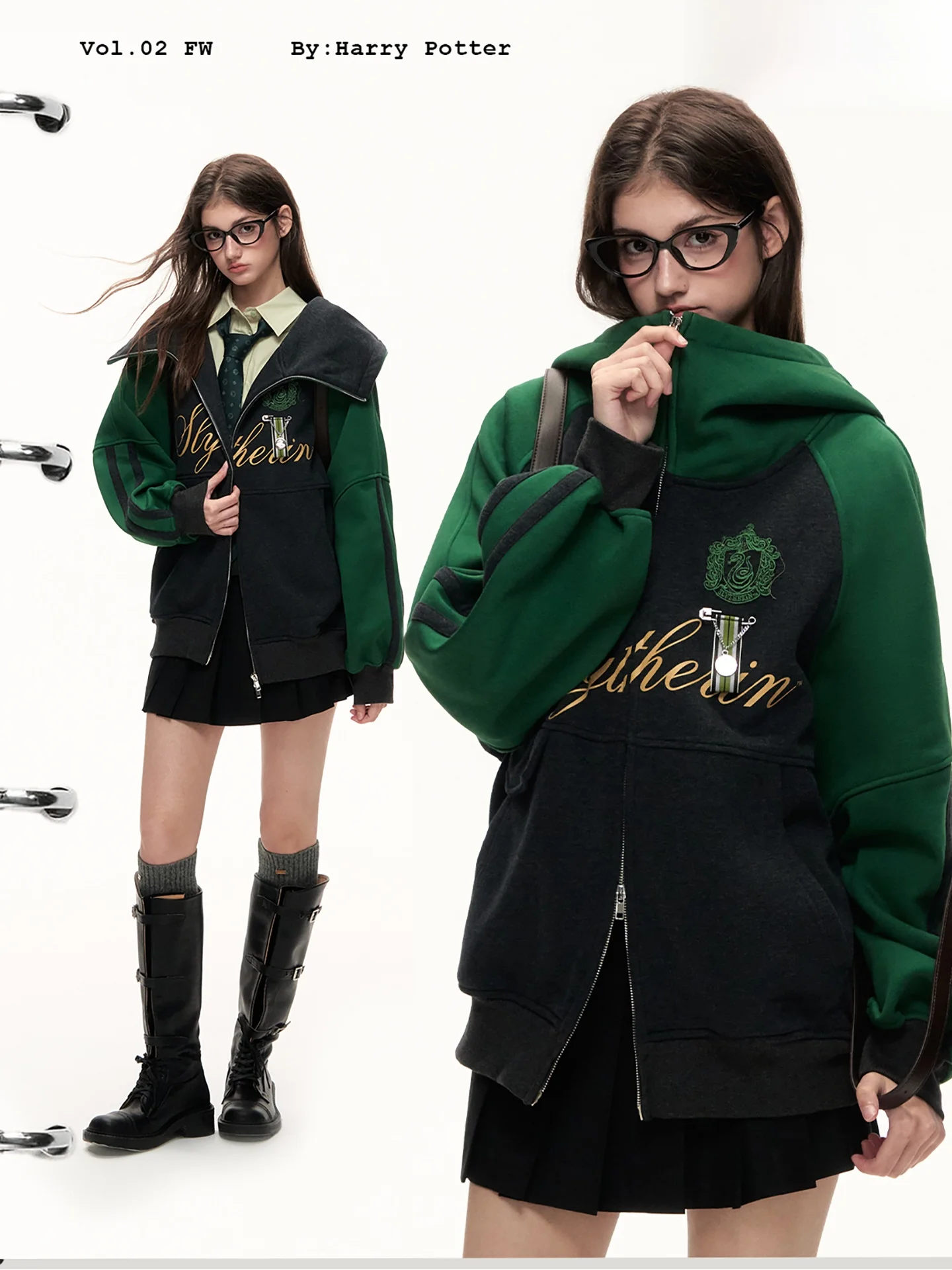 

Kyouko Collaborative Loose Fit High Collar Sweatirt Jaet Women's Winter Warm Casual Sle Long Sve Coat