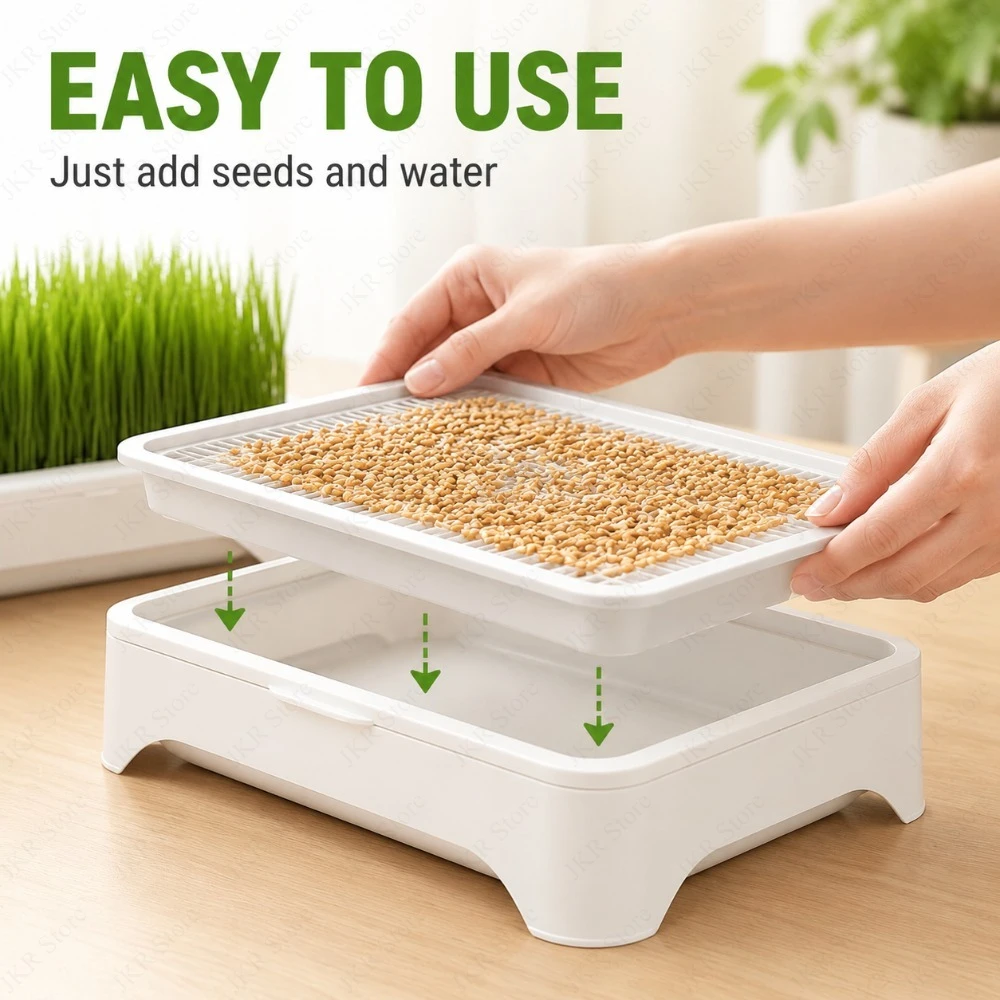 Indoor Pet Cat Grass Planter Pot Soilless Hydroponic Wheat Seedling Kitten Planting Device for Home Garden Use - view 5