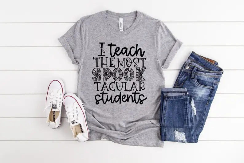 Halloween Teacher Shirt I Teach The Most Students Halloween Shirts for TeachersHoliday Teacher Shirts 100% cotton goth harajuku