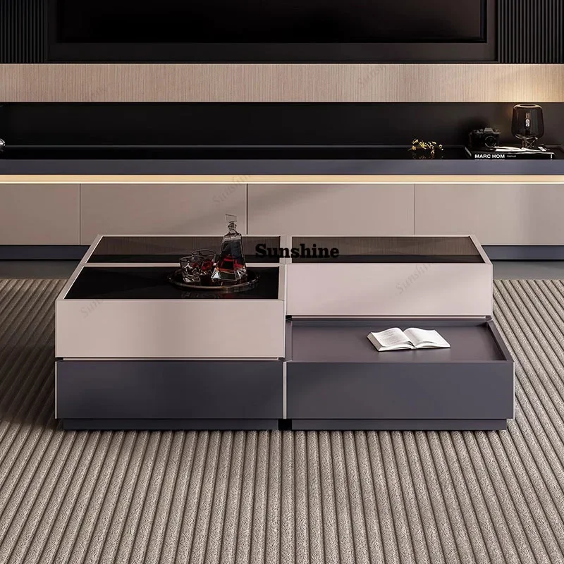 Glam Unique Coffee Table Hidden Storage Trendy Neutral Modern Coffee Table Living Room Luxury Meubles De Maison Salon Furniture