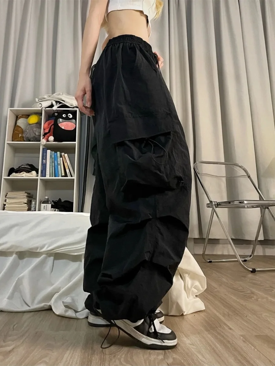 Hohe Taille Vintage Arbeit Hosen frauen Sommer Casual Qui Dry Breite Bein Hosen Koreanische Sle Pendeln Falten ket Lange Hosen