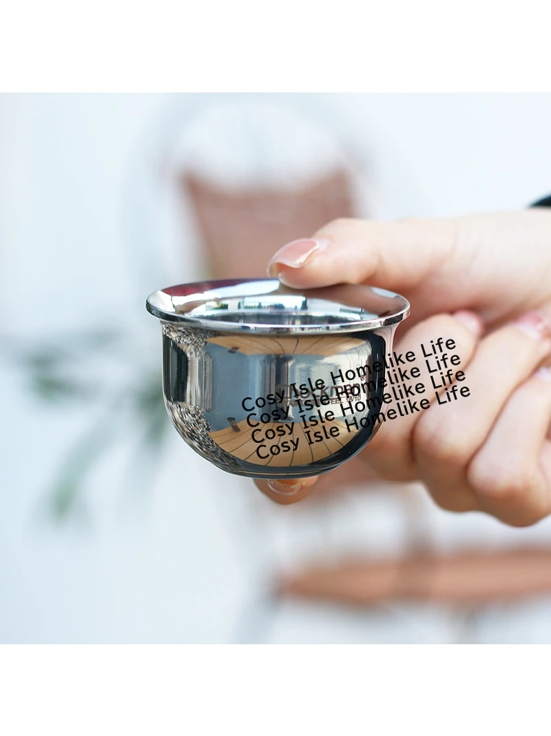 1PCS Solid 316 Stainless steel wine cup 80ml tea cup three-layer thicken Anti-fall White Wine Cup Outdoor Camping one sip of cup
