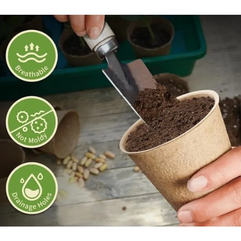 EcoFriendly Biodegradable Peat Pots Seed Starter Pots with Drainage Holes Plant Nursery Cups for Seed Germination Transplanting