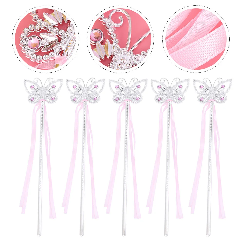 

5 Pcs Fairy Wand Multi-functional Wands Gift Baby Girl Ribbon Lovely Girls Party
