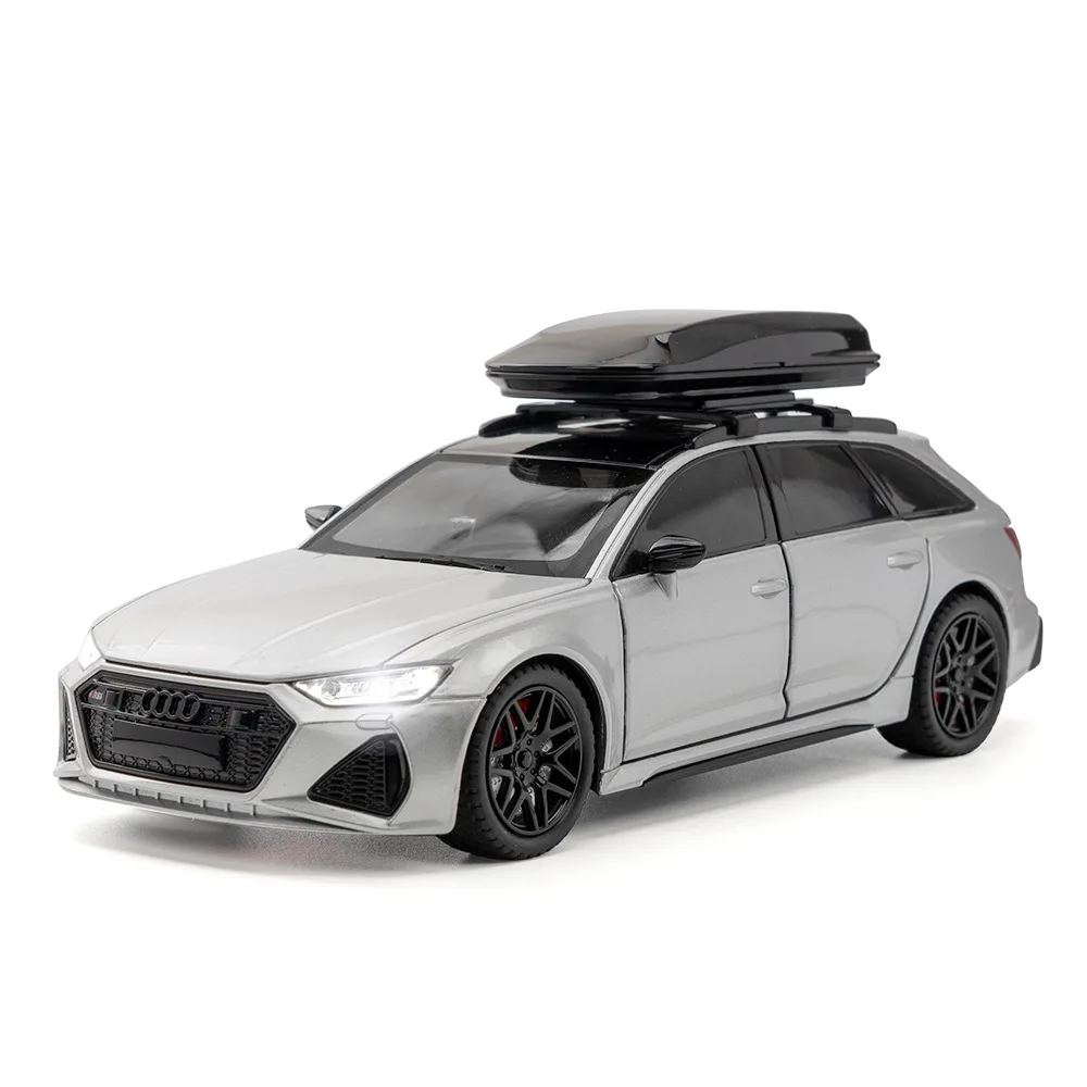 1:24 Audi RS6 Station Wagon Alloy Toy Car Model Wheel Steering Sound and Light Children\'s Toy Collectibles Birthday gift F547